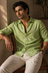 Sage Green Linen Cotton Shirt for Men | Premium Casual Shirt | Kapda Kulture