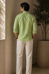 Sage Green Linen Cotton Shirt for Men | Premium Casual Shirt | Kapda Kulture