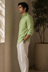 Sage Green Linen Cotton Shirt for Men | Premium Casual Shirt | Kapda Kulture