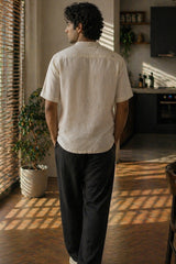 Ivory Linen Cotton Contrast Pocket Shirt for Men | Premium Casual Shirt | Kapda Kulture
