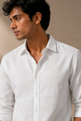 White Calm Linen Cotton Shirt for Men | Premium Casual Shirt | Kapda Kulture