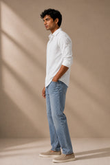 White Calm Linen Cotton Shirt for Men | Premium Casual Shirt | Kapda Kulture