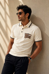 kapda kulture off white cotton polo t shirt for men front view