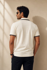 kapda kulture off white cotton polo t shirt for men back view