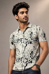 kapda kulture light sage cotton polo t shirt for men front pose view