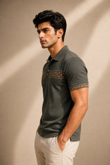 kapda kulture dark olive cotton polo t shirt for men side angled view