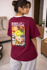 Keep It Positive Wine Red Women’s Summer T-Shirt