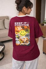 Keep It Positive Wine Red Women’s Summer T-Shirt