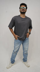 GRAY-OVERSIZE Men Plain T-Shirt