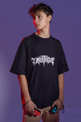 Trustissue Men Black Oversized T-Shirt - Kapda Kulture