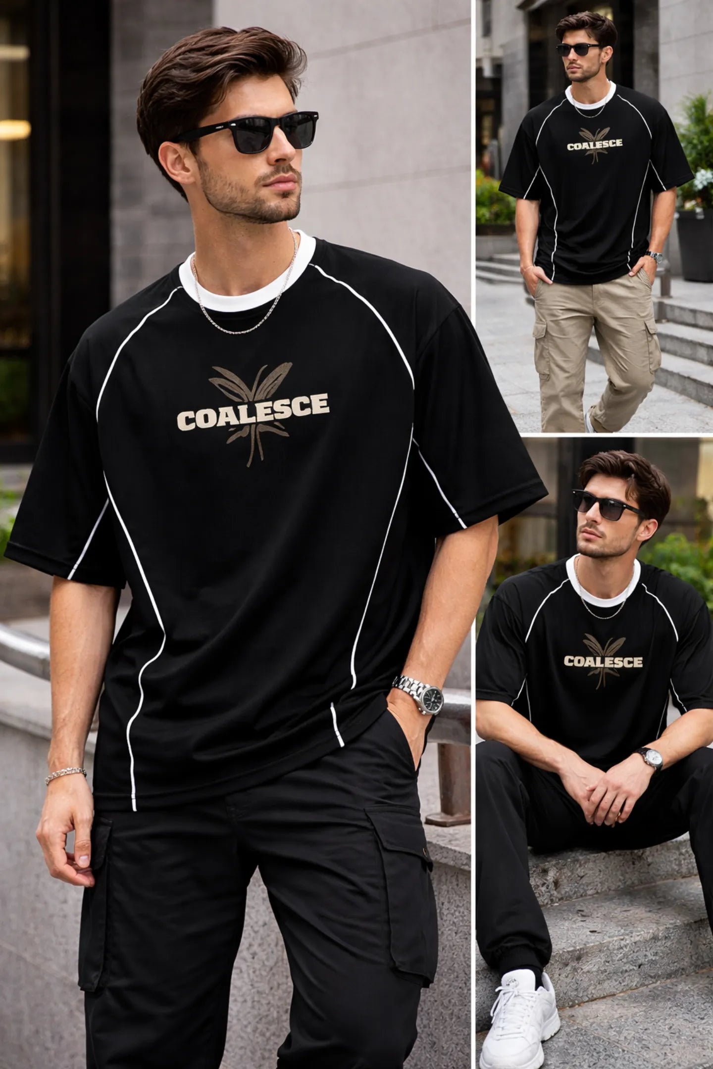 Kapda Kulture black oversized graphic t shirt for men front view streetwear casual outfit oversized fit India