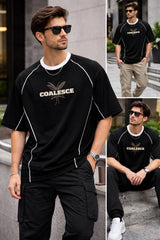 Kapda Kulture black oversized graphic t shirt for men front view streetwear casual outfit oversized fit India