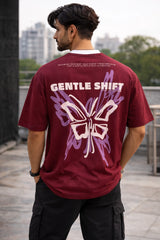 Kapda Kulture maroon oversized t shirt butterfly graphic back print coalesce streetwear oversized fit India