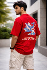 Kapda Kulture red oversized t shirt bird graphic back print lumora streetwear oversized fit India