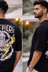 Kapda Kulture black oversized graphic t shirt for men angle view streetwear casual oversized fit India