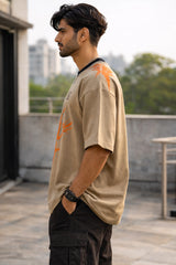 Kapda Kulture beige oversized graphic t shirt for men side view streetwear casual oversized fit India