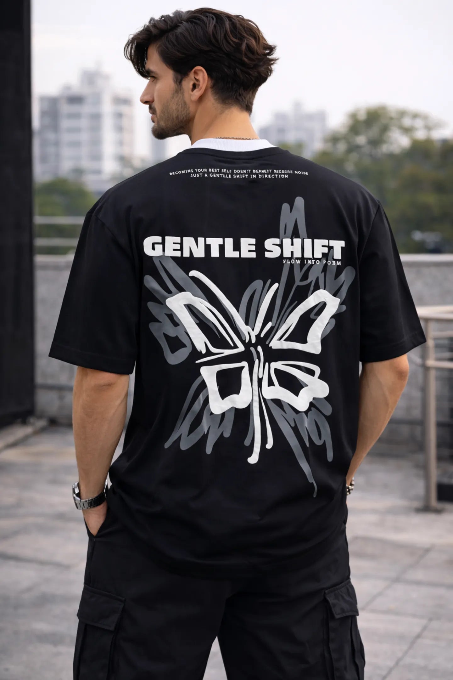 Kapda Kulture black oversized t shirt butterfly graphic back print coalesce streetwear oversized fit India