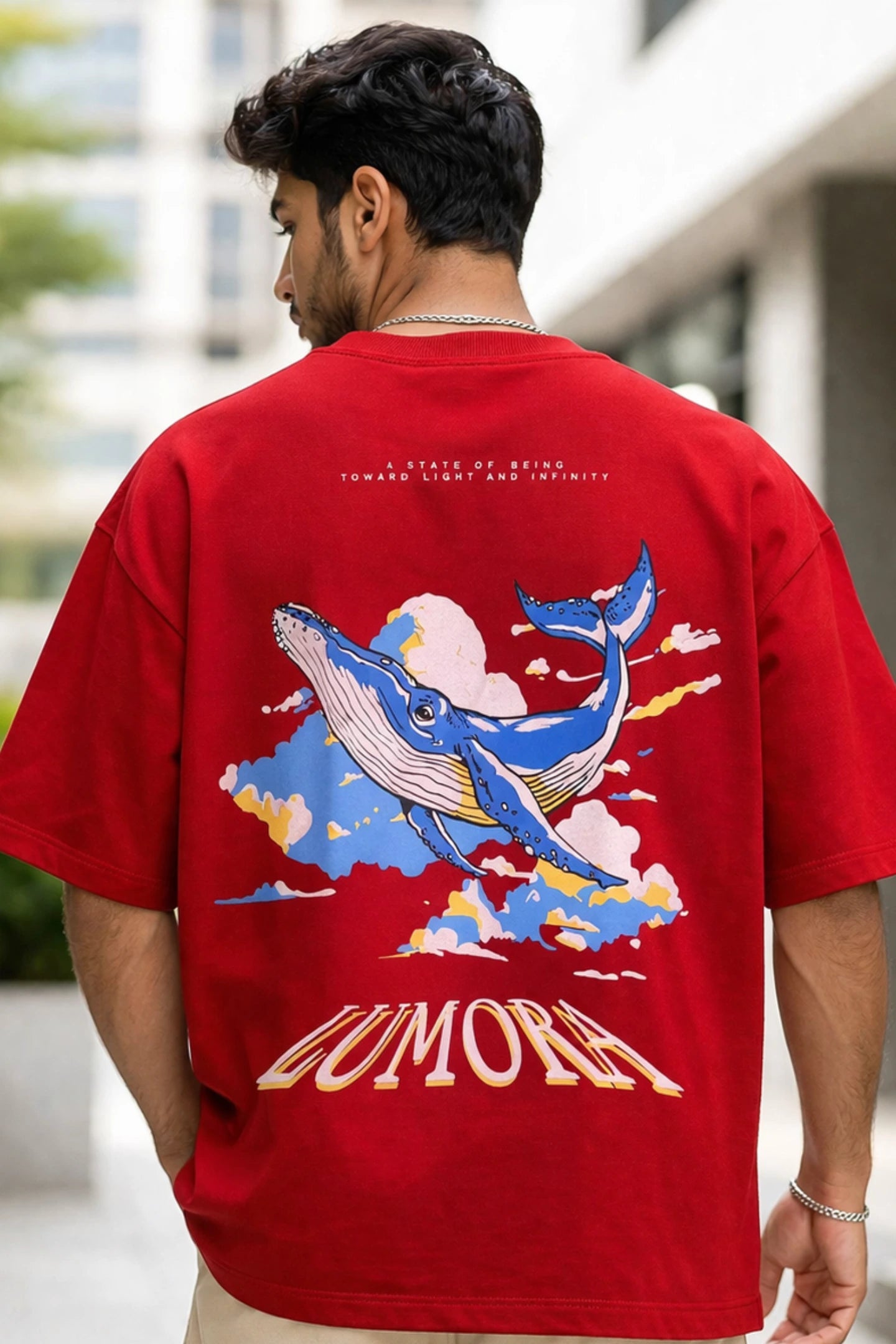 Kapda Kulture red oversized t shirt lumora bird graphic back design streetwear oversized fit India