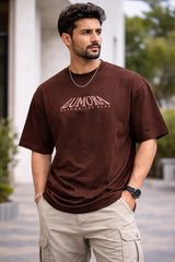 Kapda Kulture brown oversized t shirt for men lumora front view streetwear casual oversized fit India