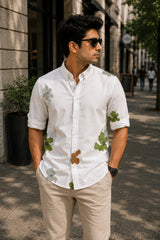 Classic White Plaid Half Sleeve Linen Cotton Shirt for Men | Premium Casual Shirt | Kapda Kulture