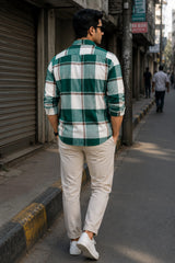 Classic Green Plaid Linen Cotton Shirt for Men | Premium Casual Shirt | Kapda Kulture