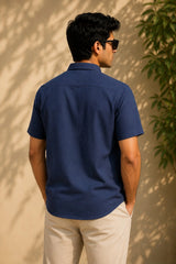 Classic Blue Plaid Linen Cotton Shirt for Men | Premium Casual Shirt | Kapda Kulture