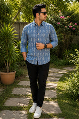 Indigo Linen Cotton Shirt for Men | Premium Casual Shirt | Kapda Kulture