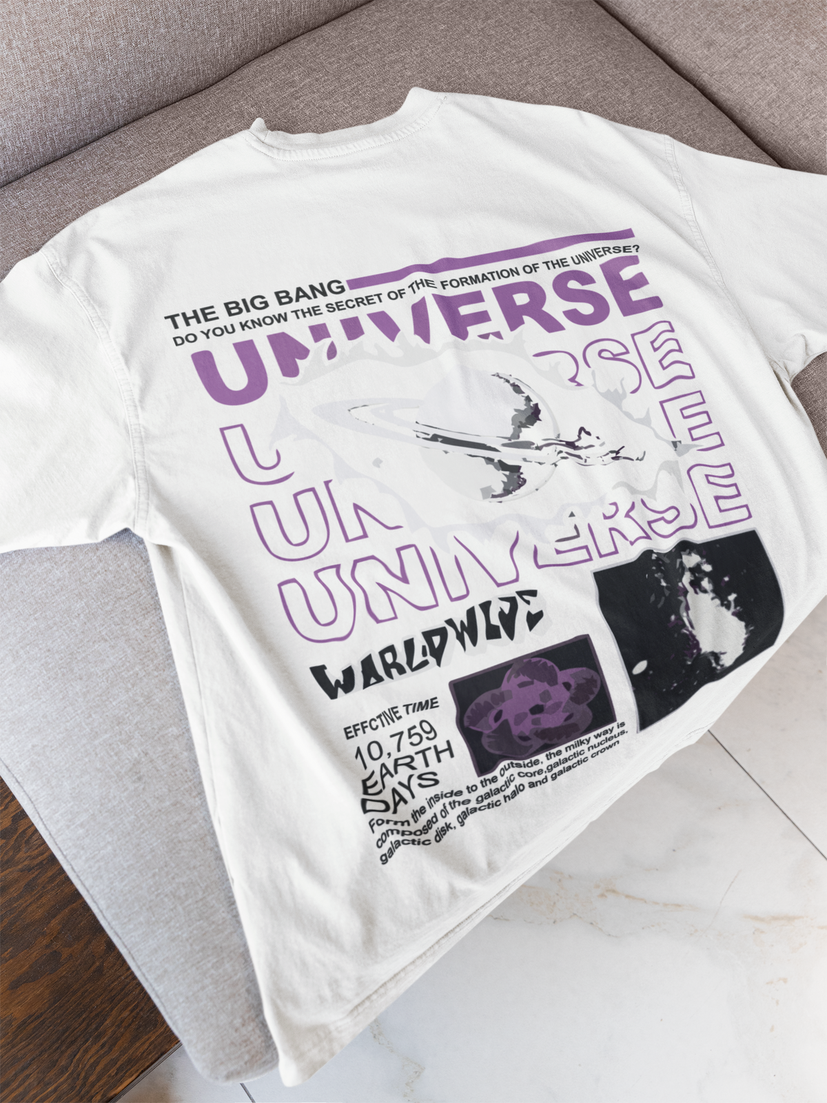 White Universe Oversized T-Shirt For Men - Kapda Kulture. 
