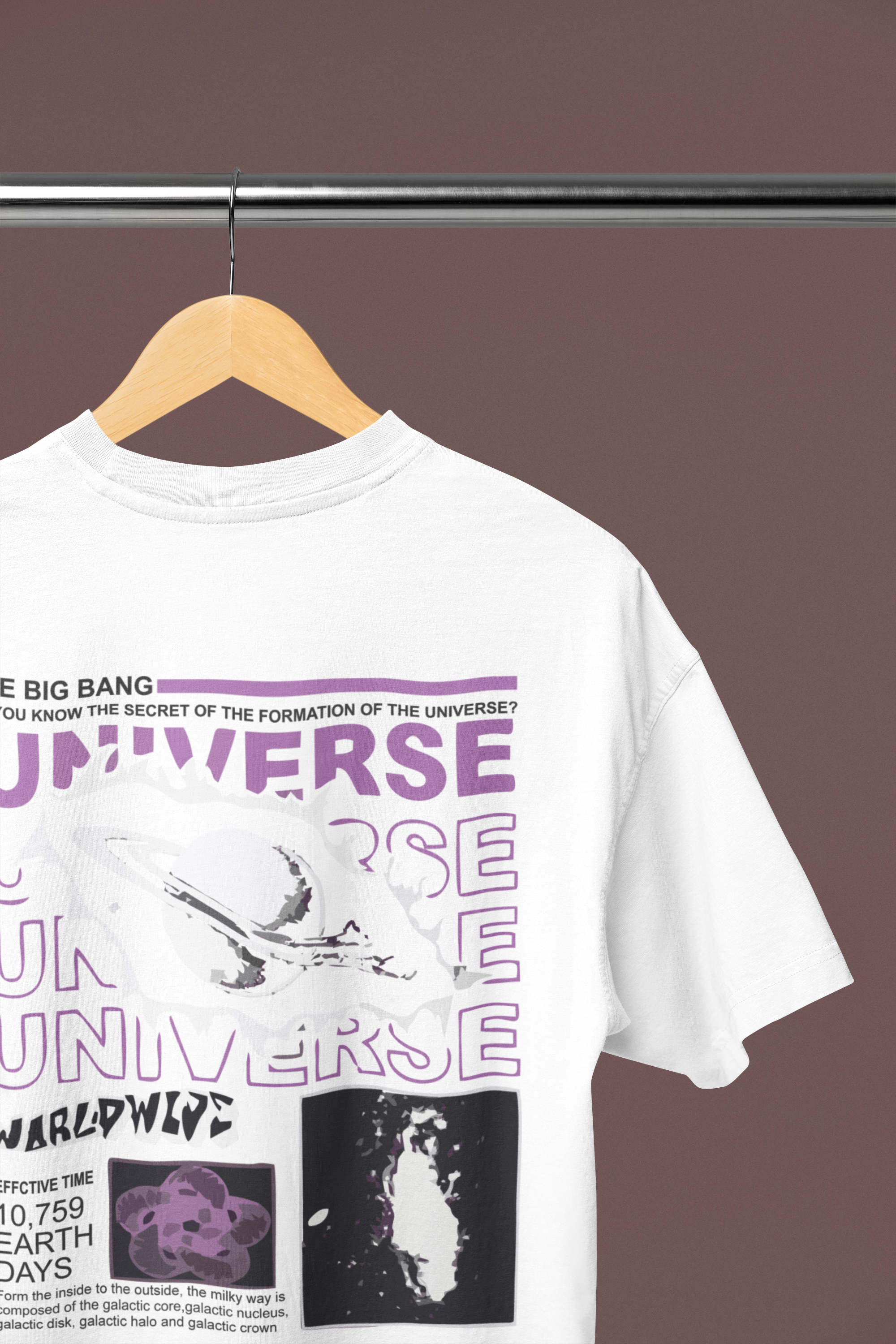 White Universe Oversized T-Shirt For Men .