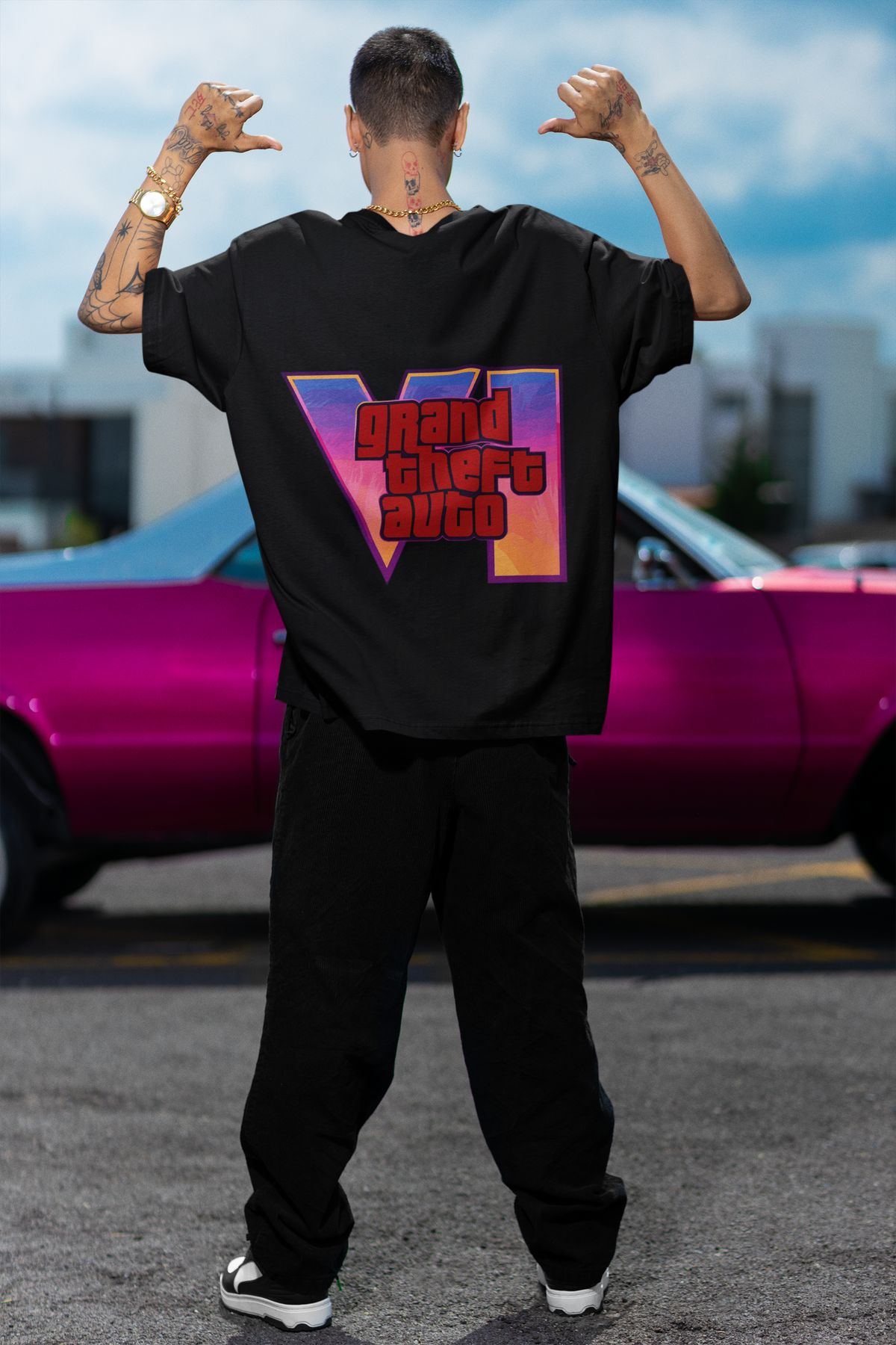 Black Wasted tees Men