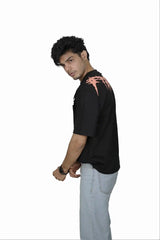 Kapda Kulture black oversized t shirt for men puff print streetwear side profile styling