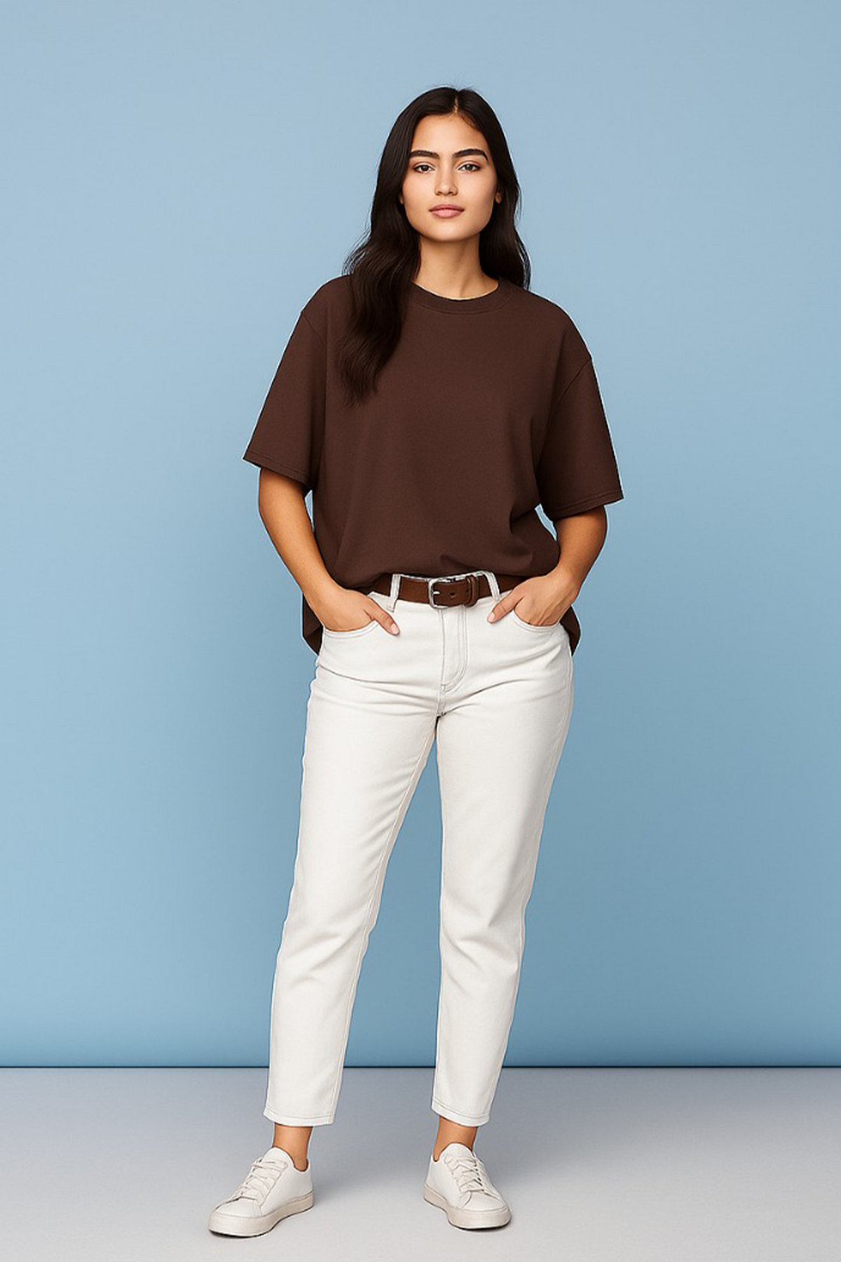 Terracotta Brown Women Plain T-Shirt