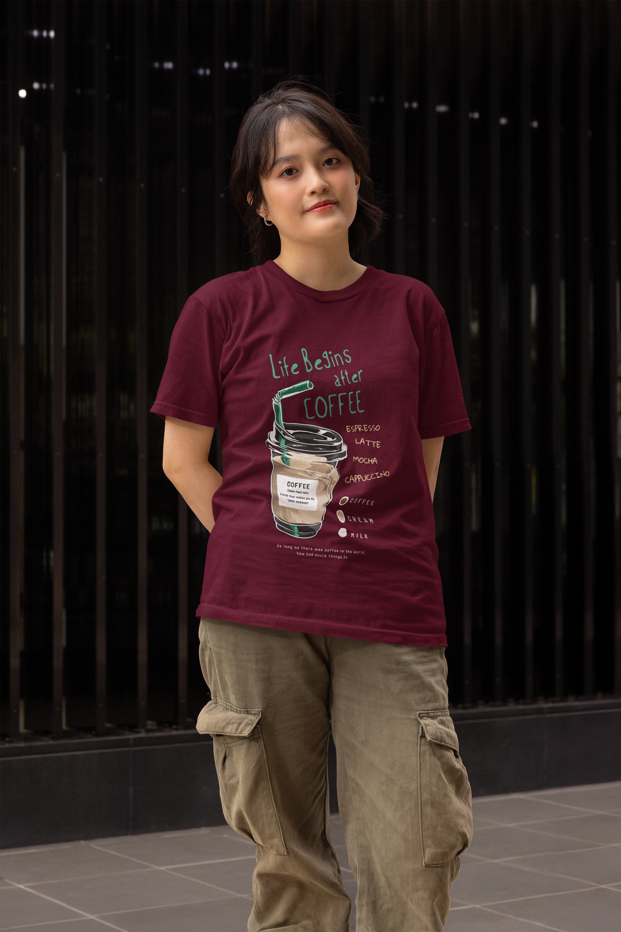 maroon Graphic Coffee Tees 