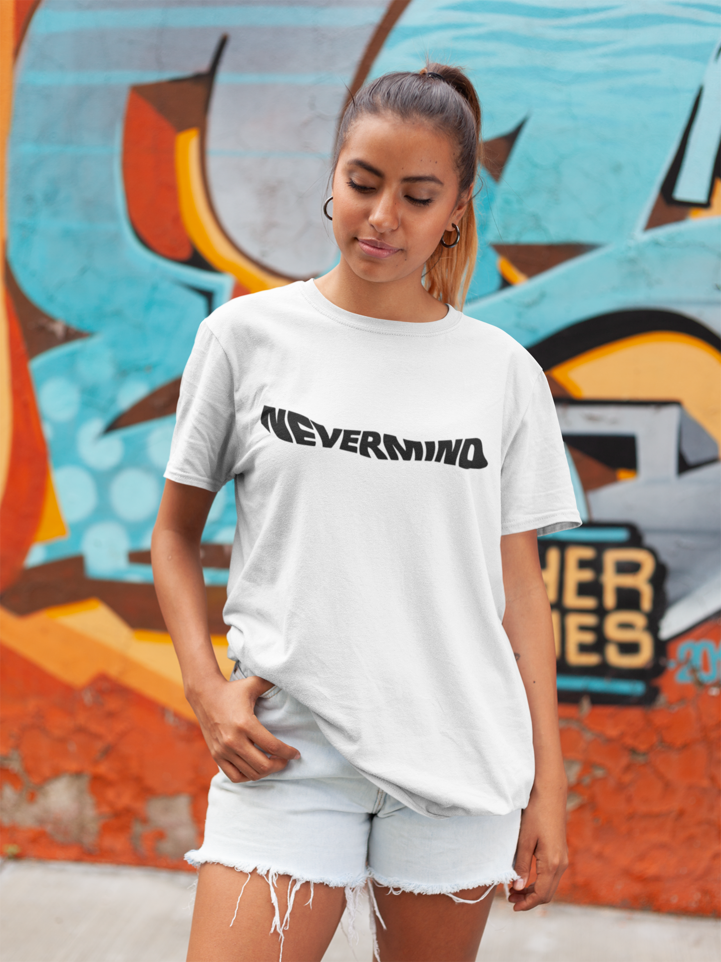 White Graphic Nevermind Women