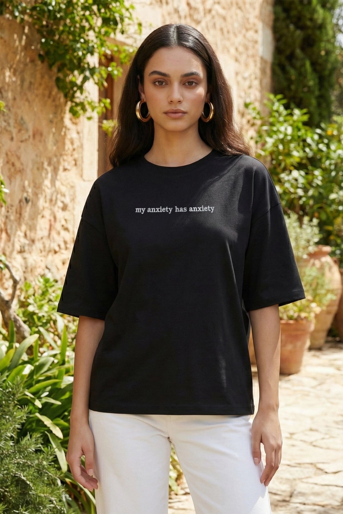 My Anxiety has Anxiety Women Embroidery T-Shirt