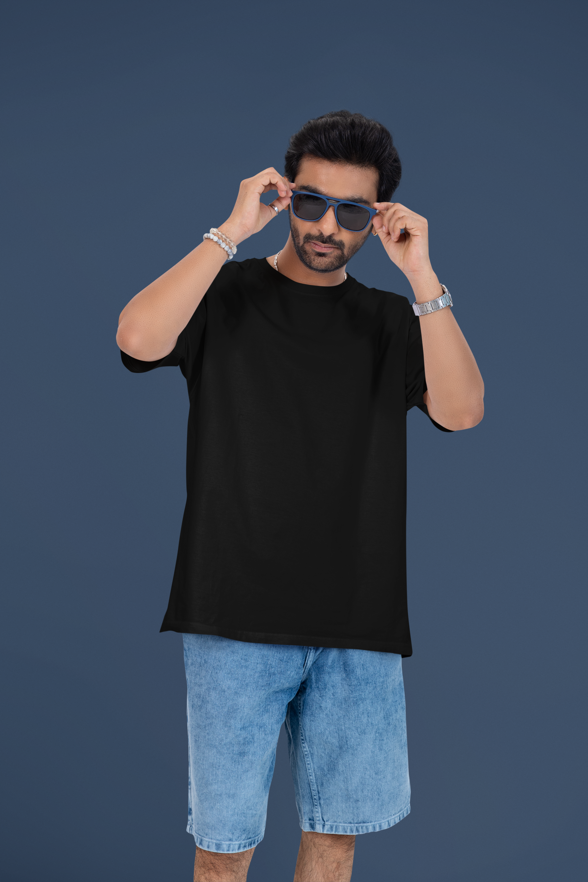 Black Graphic Moon Tees Men