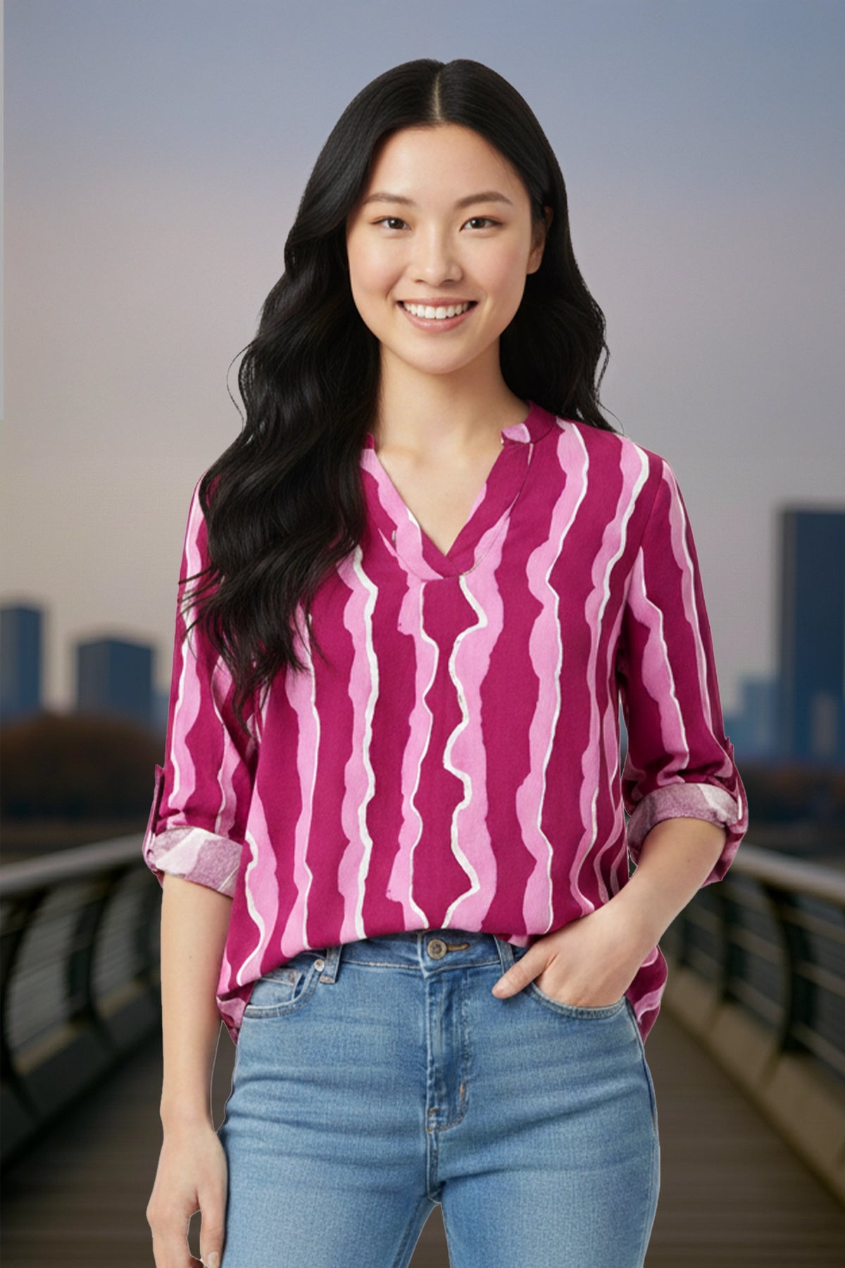 Purple And White Cute Shirt For Women