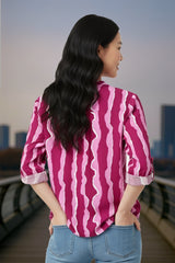 Purple And White Cute Shirt For Women