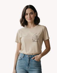 beige regular fit t shirt for women forever and together print matching couple outfit India Kapda Kulture