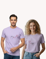 Pinky Promise with Heart Line Printed Regular Fit T-Shirt For Couple  – Pack of 2 (Men & Women)