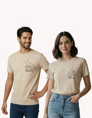Forever and Together couple t shirt pack of 2 men and women matching beige t shirts India Kapda Kulture