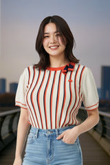 White & Red Top For Women